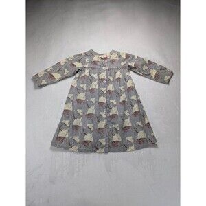 Pink Chicken Girls Cotton Blue Elephant Block Print Button Front Dress - Size 6Y